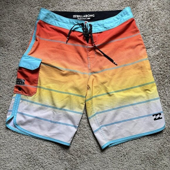 RARE Color Billabong Platinum X 73 Surf Board Shorts Sz‎ 30 Multicolor Rainbow - Picture 1 of 8